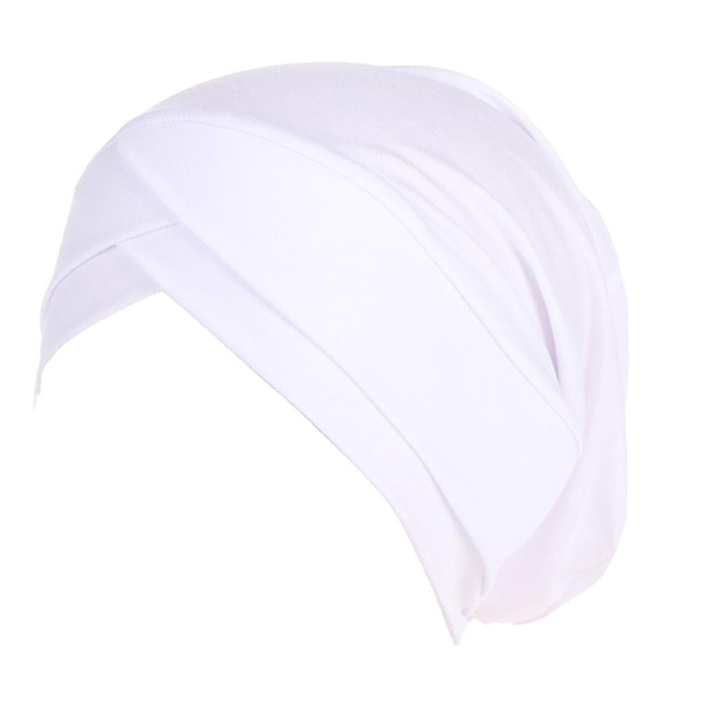 Silk Beanie Hat Scarf Chemo Cap Turban Headwear Sleep Hair Wrap Night Bonnet White