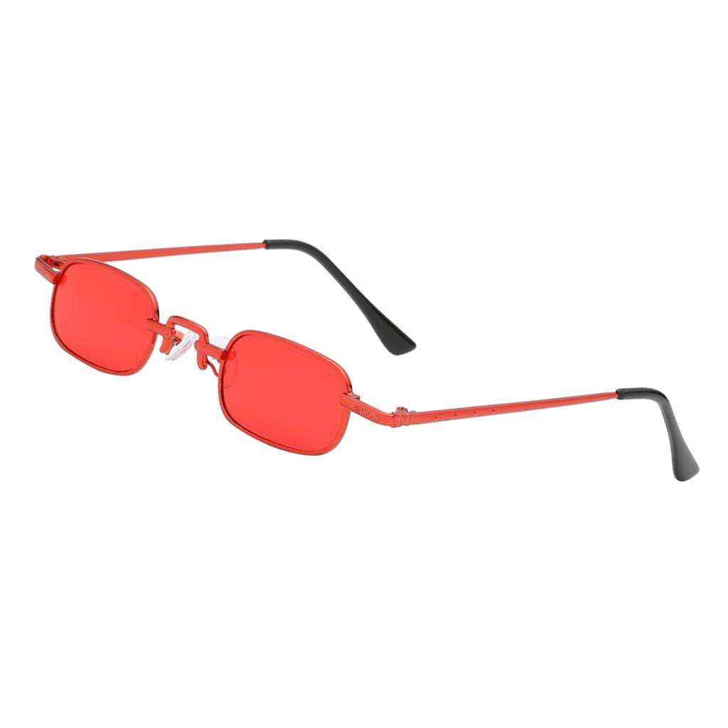 Vintage Small Square Punk Sunglass Metal Rectangle Sunglass Red