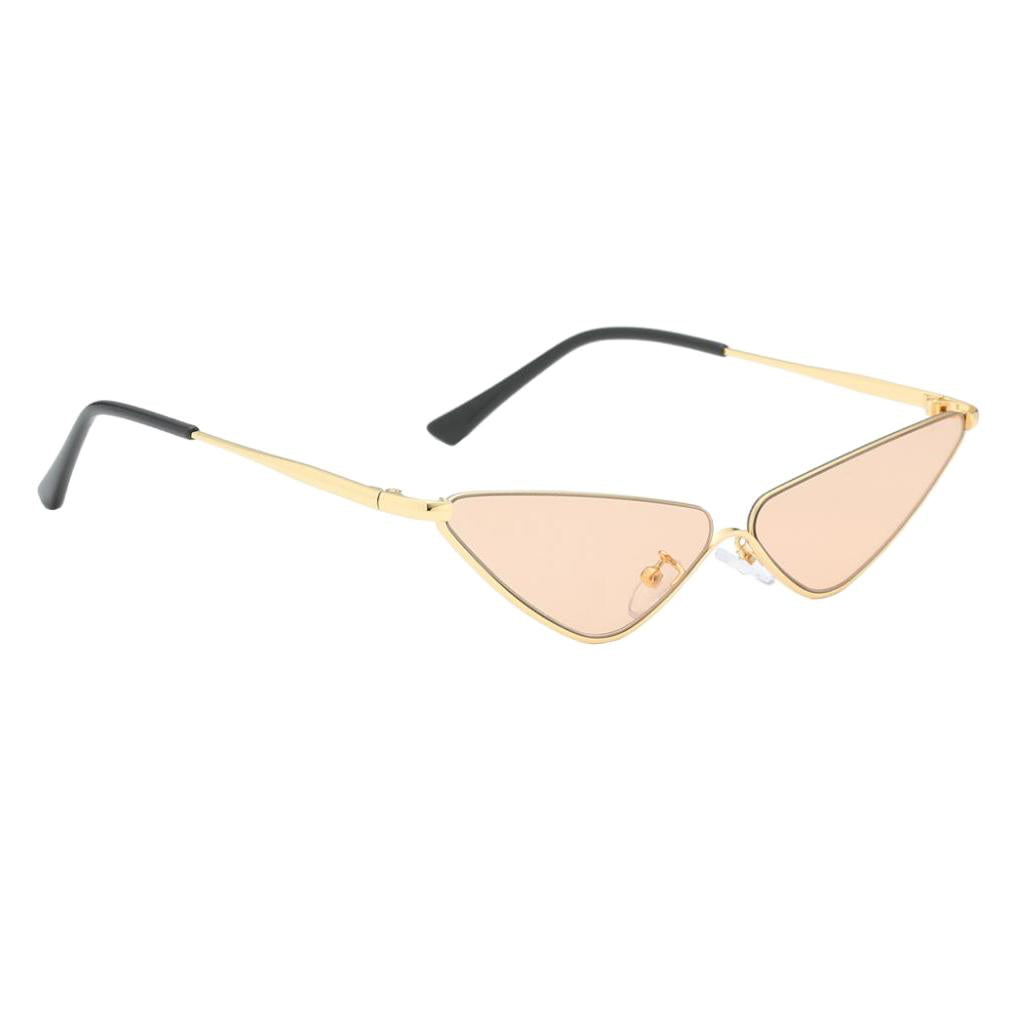 Unisex Metal Frame Fashion Cat Eye Sunglasses UV 400 Eyeglasses Champagne