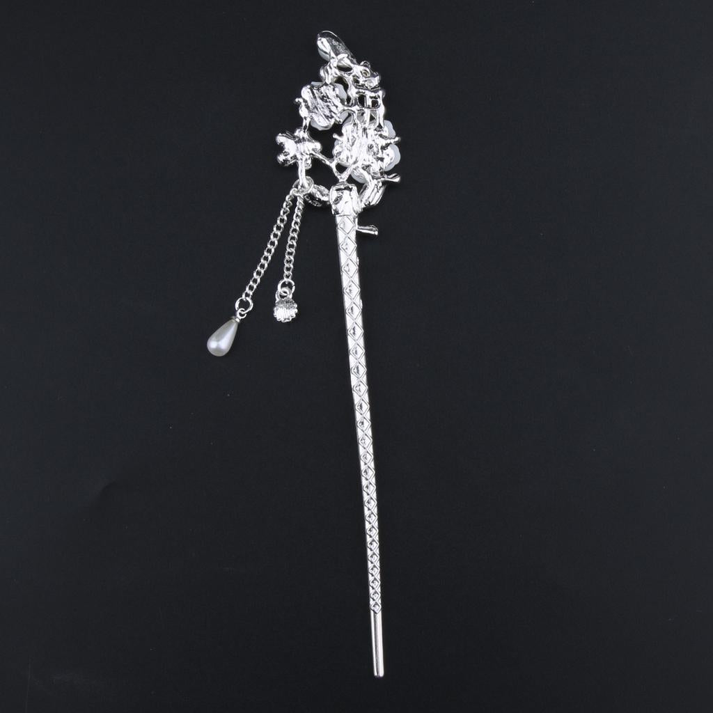 Chinese Hair Stick Chopstick Dangle Hairpin Chignon Pin Tassel Pendant Decor 3