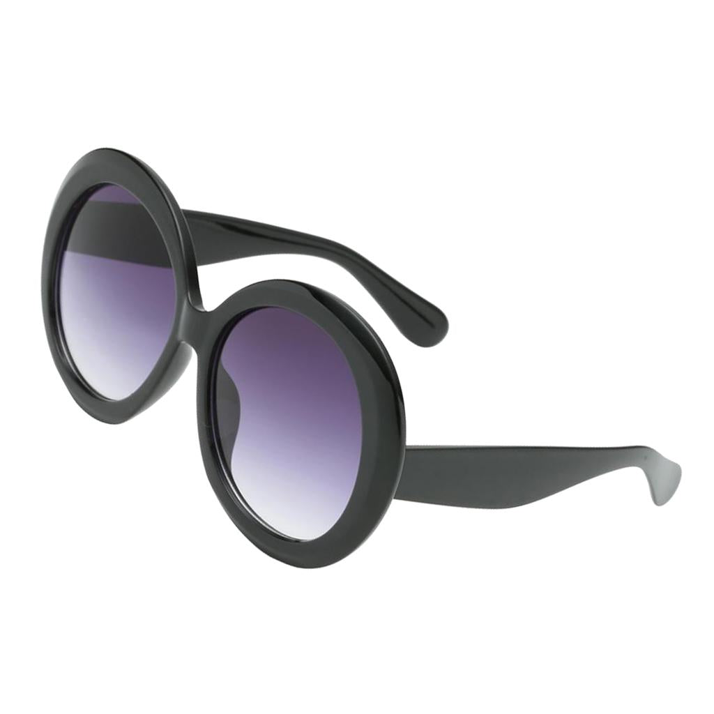 Futuristic Oversize Round Sunglasses Black frame Gradient gray lens
