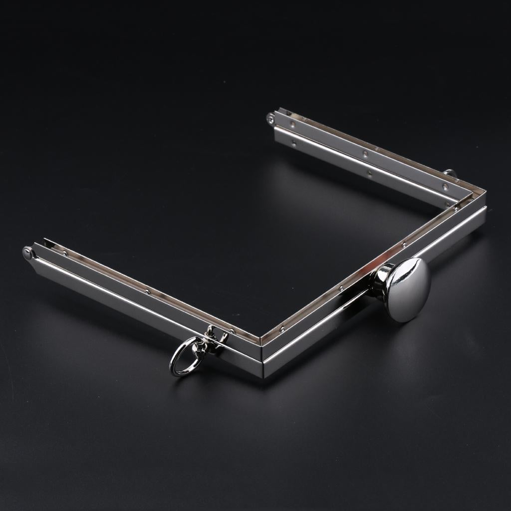 Square Purse Bag Wallet Craft Frame Kiss Clasp Lock Handbag Making Supplies Silver