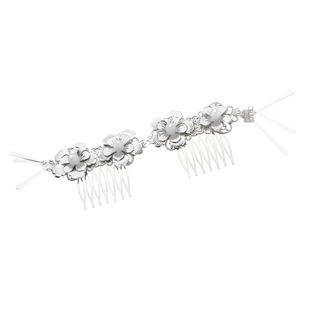 2pcs Retro Ancient Chinese Hair Accessories Hair Comb Clips Hair Pin White