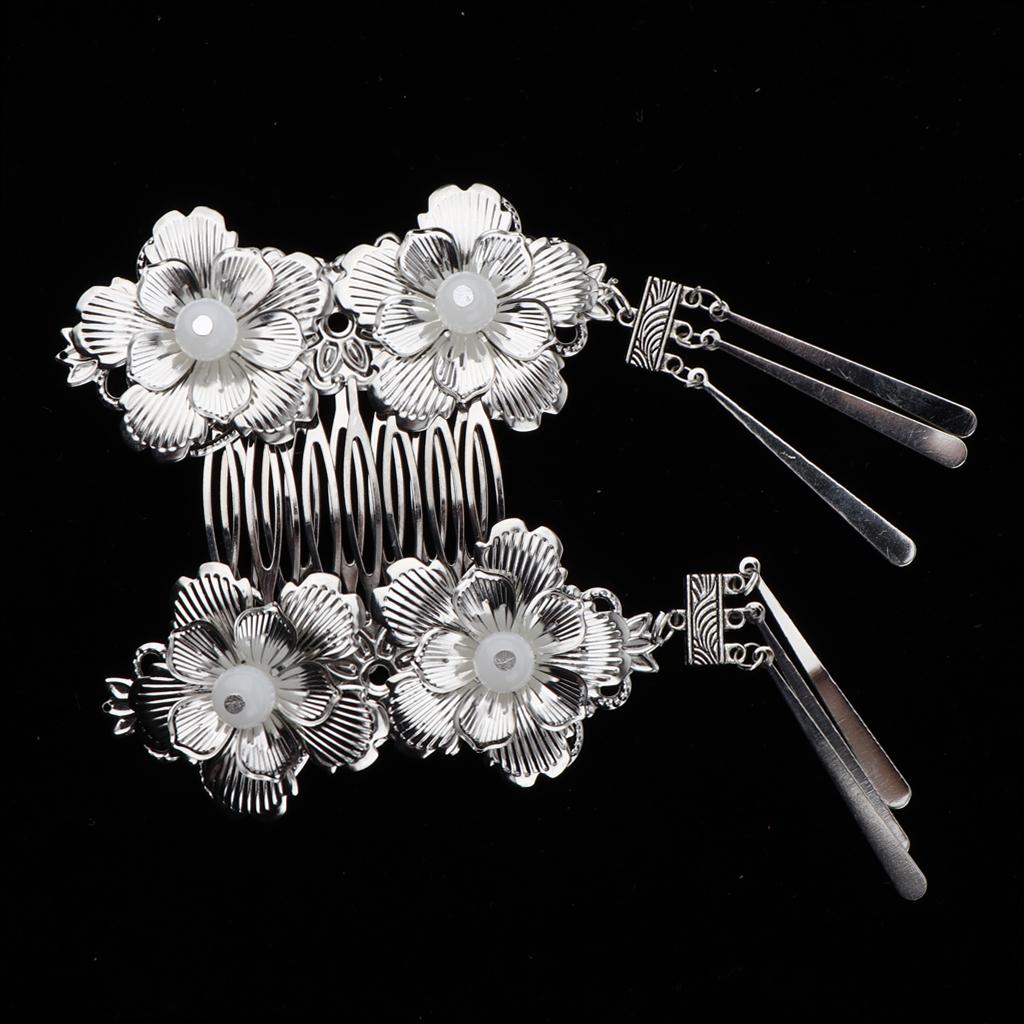 2pcs Retro Ancient Chinese Hair Accessories Hair Comb Clips Hair Pin White
