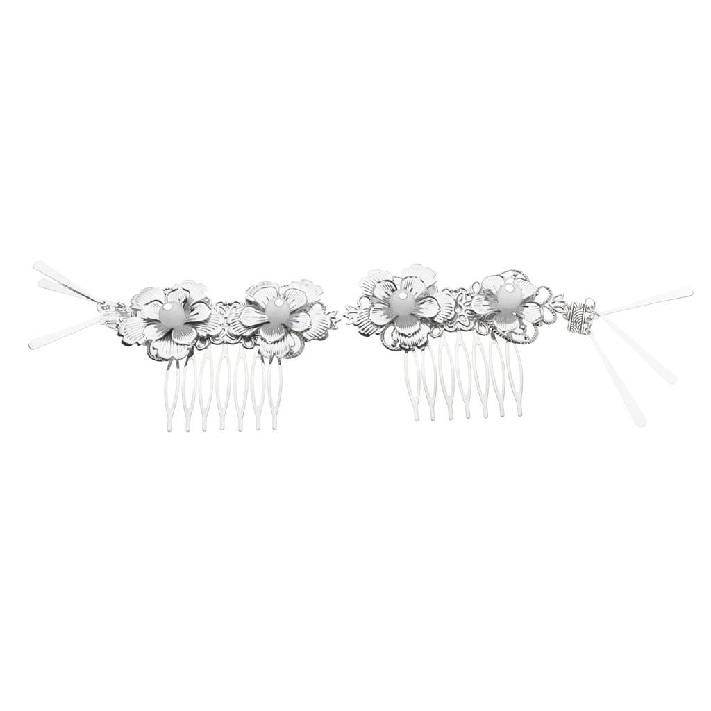 2pcs Retro Ancient Chinese Hair Accessories Hair Comb Clips Hair Pin White