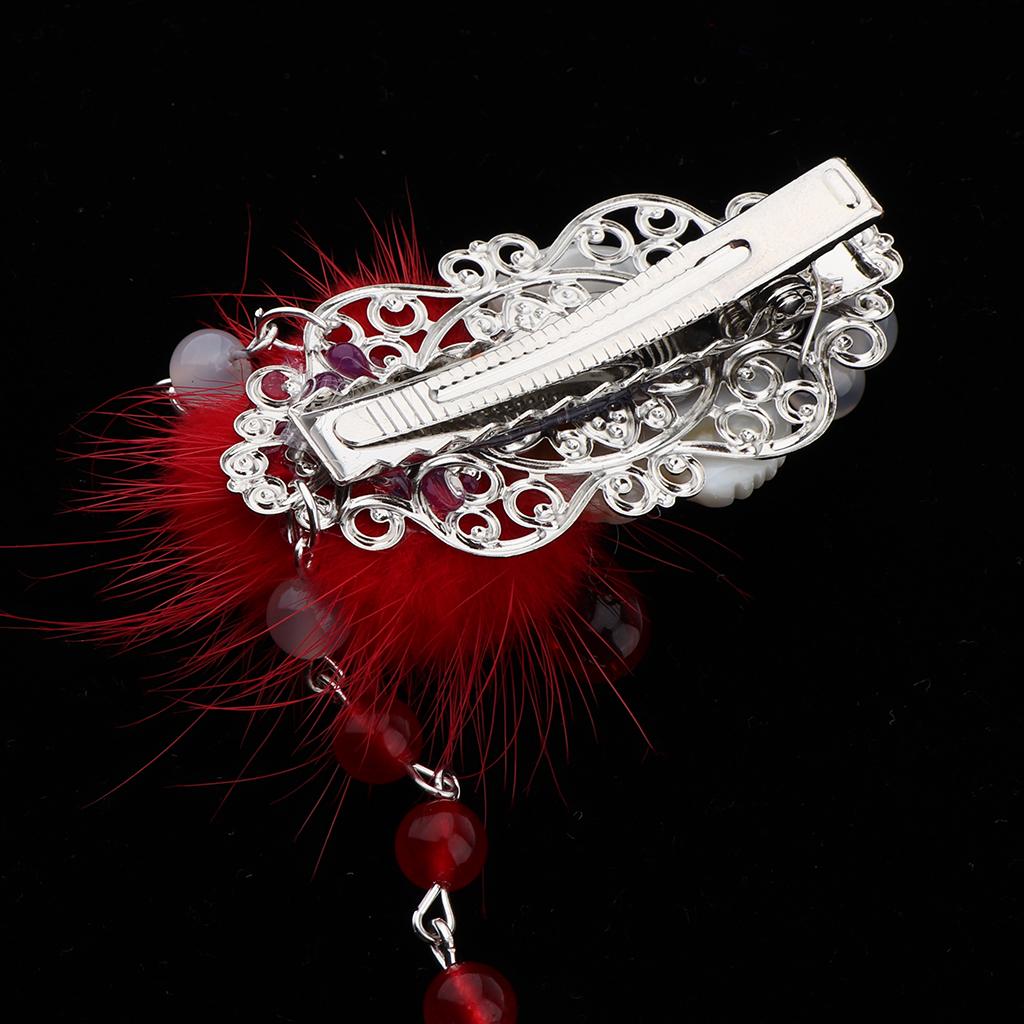 2x Chinese Flower Tassel Hair Clips
