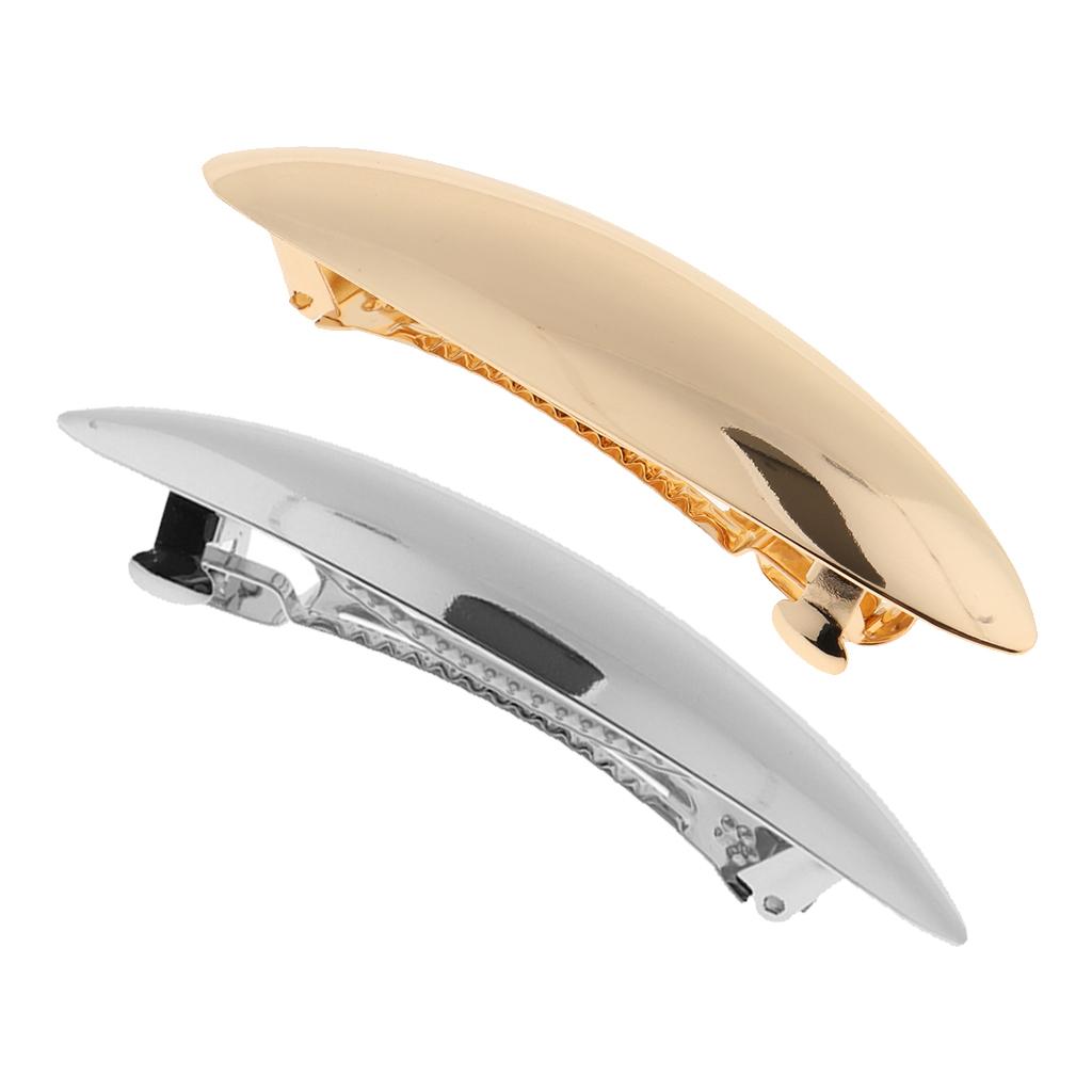 2x Metal Automatic Leaf French Barrette Large Hair Clip Pin Ponytail Holder
