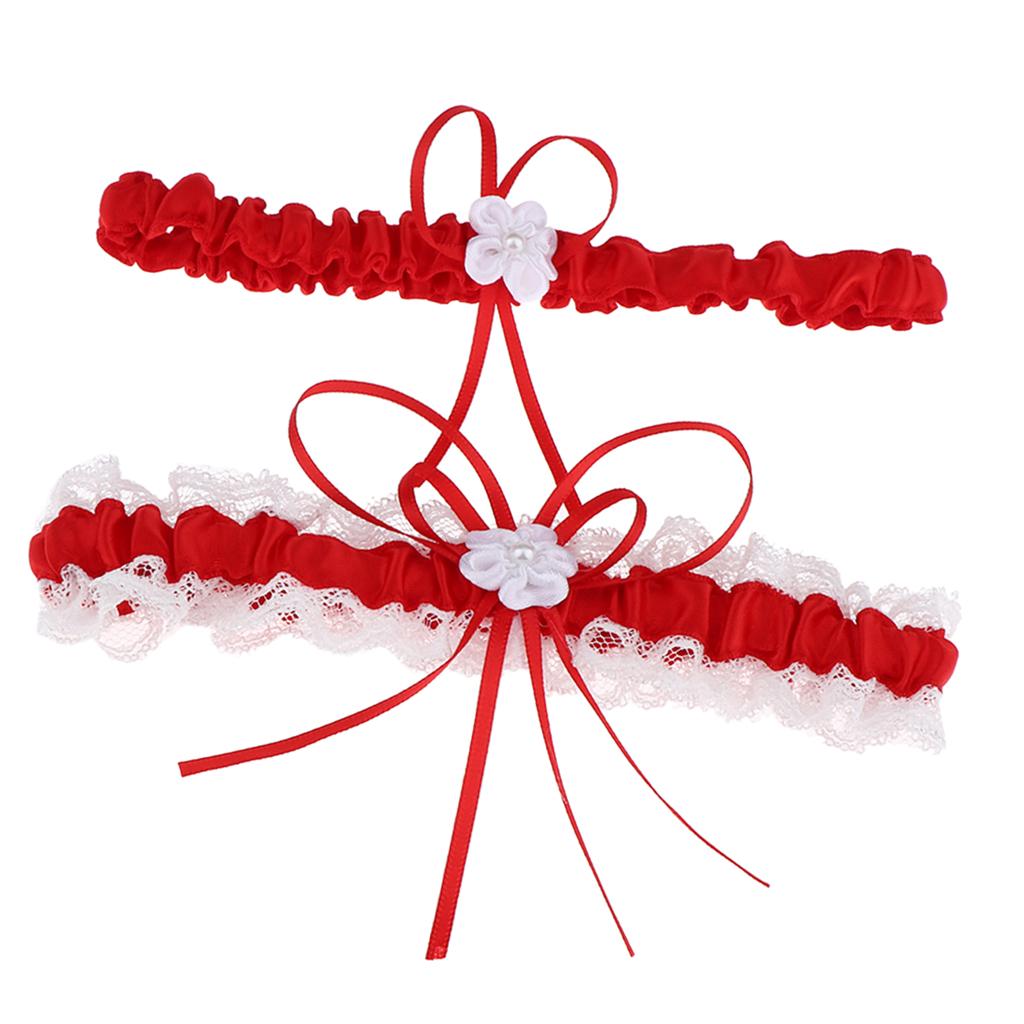 Ribbon Lace Wedding Garter Prom Bridal Garter, Garter Belt for Women Red