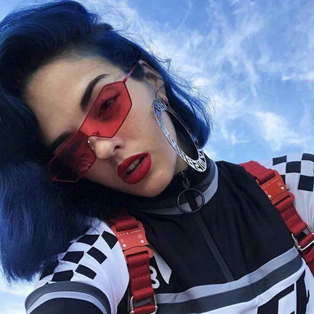 Vintage Anti-UV Square Mirrored Sunglasses Metal Glasses Eyewear Purple