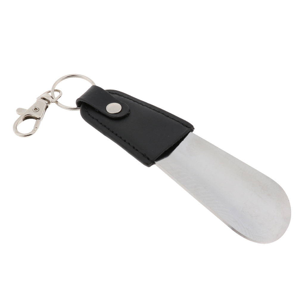 Stainless Steel Shoe Horn with Keychain Classic Travel Shoehorn Lifte Black