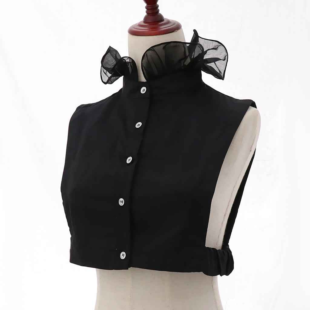 Women Detachable Fake Collar Half Shirt Blouse False Faux Collar Tie Black