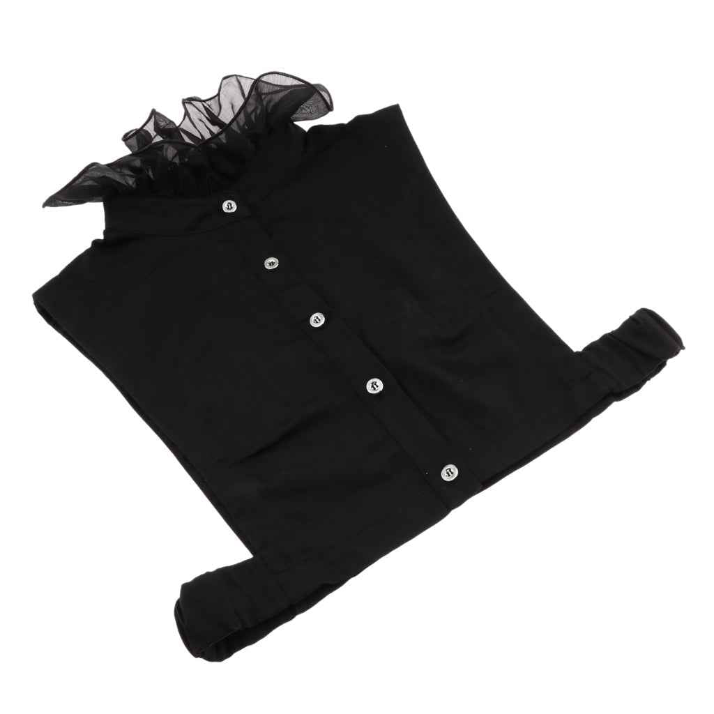 Women Detachable Fake Collar Half Shirt Blouse False Faux Collar Tie Black