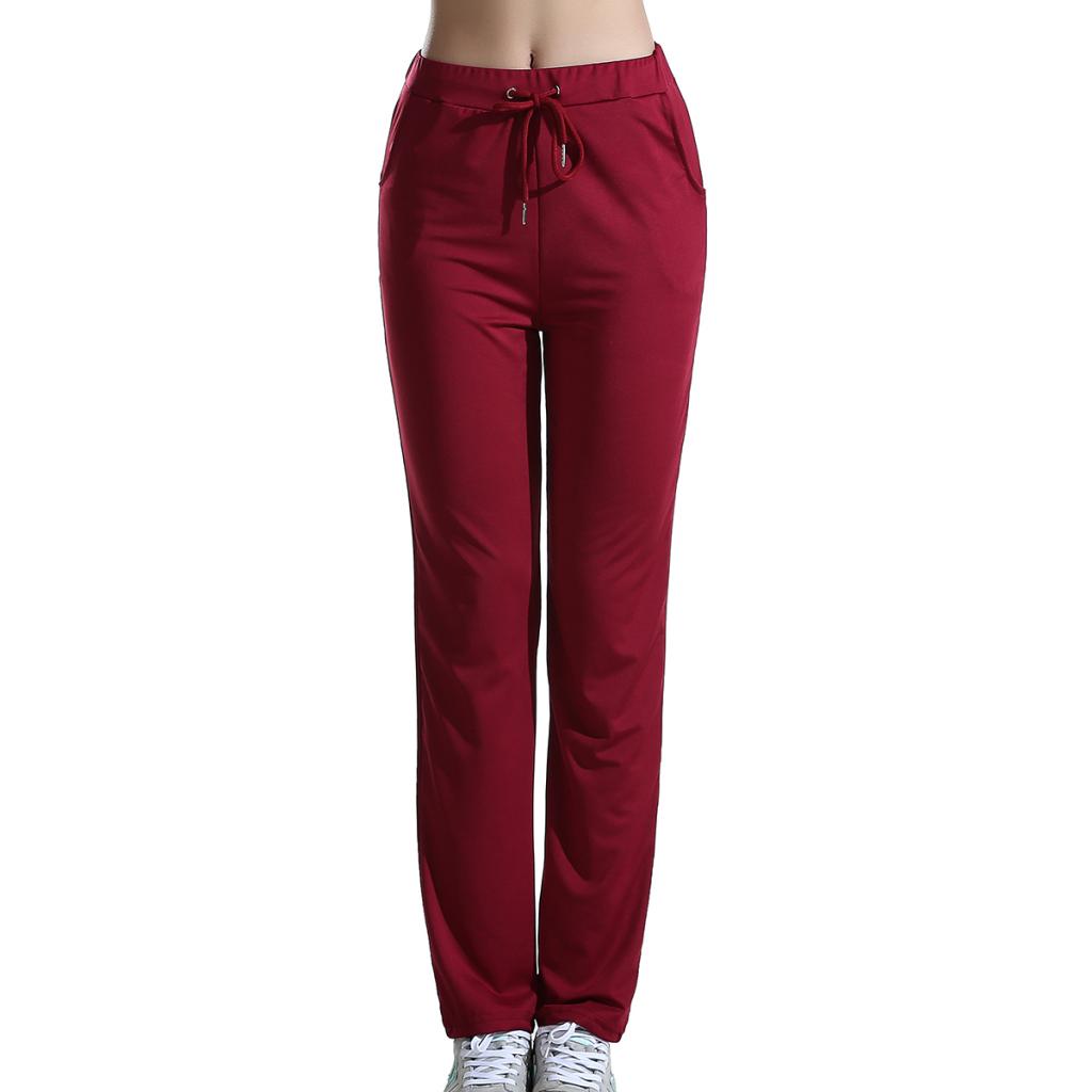 Womens Sweatpants Yoga Pants with Pockets Sport Workout Bottoms M Wine Red