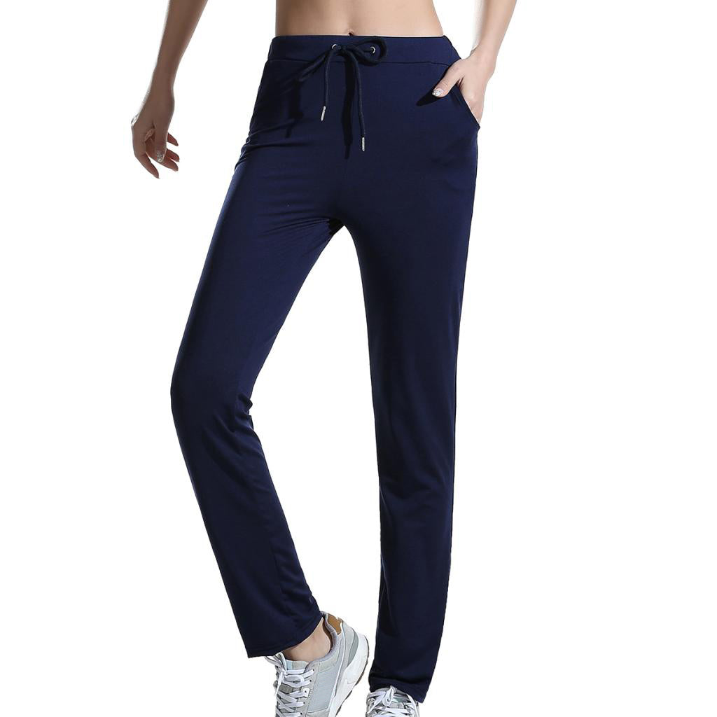 Womens Sweatpants Yoga Pants with Pockets Sport Workout Bottoms L Dark Blue