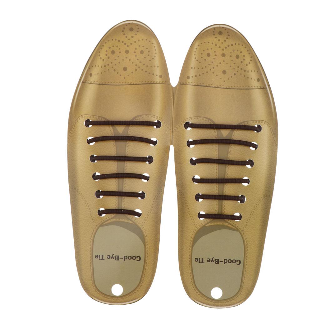 12pcs/Set Unisex No Tie Shoe Laces Elastic Silicone Shoelaces Brown