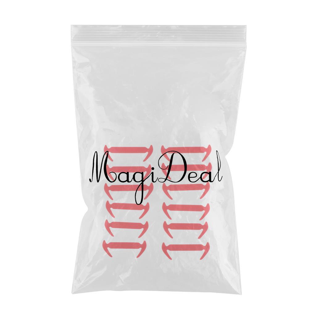 12Pcs/set Unisex No Tie Shoelaces Elastic Silicone Sneaker Laces Red