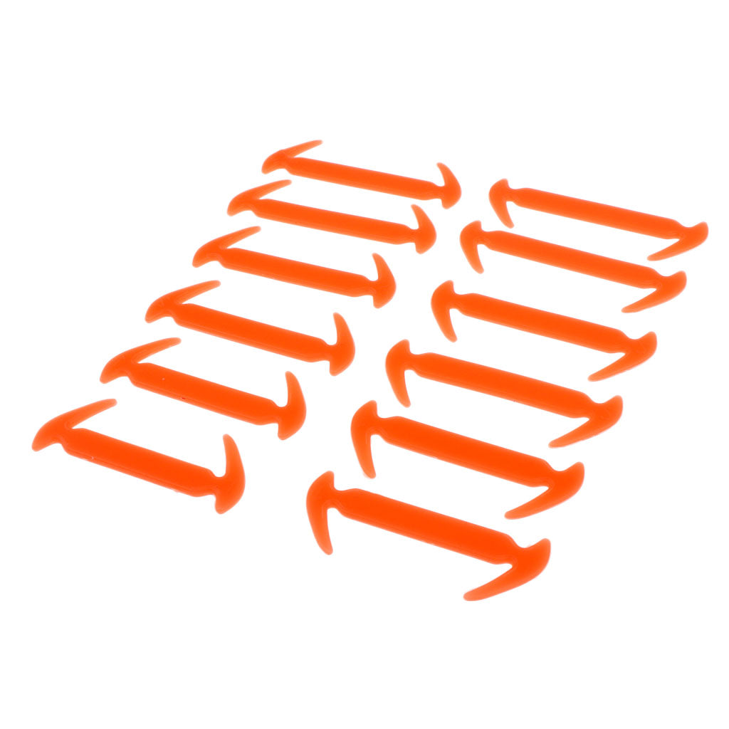 12Pcs/set Unisex No Tie Shoelaces Elastic Silicone Sneaker Laces Orange