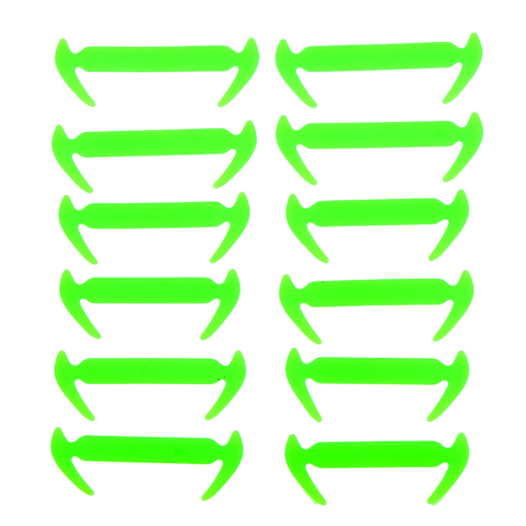 12Pcs/set Unisex No Tie Shoelaces Elastic Silicone Sneaker Laces Green