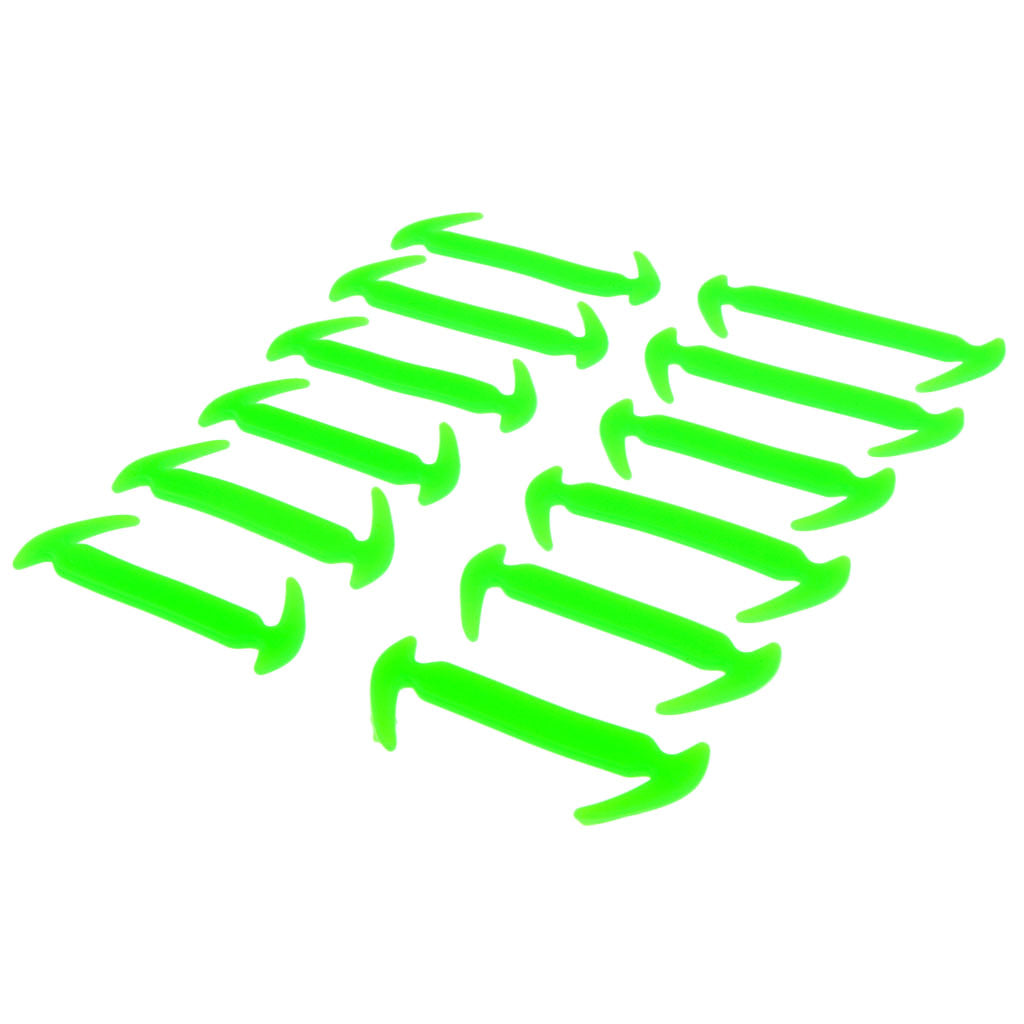 12Pcs/set Unisex No Tie Shoelaces Elastic Silicone Sneaker Laces Green