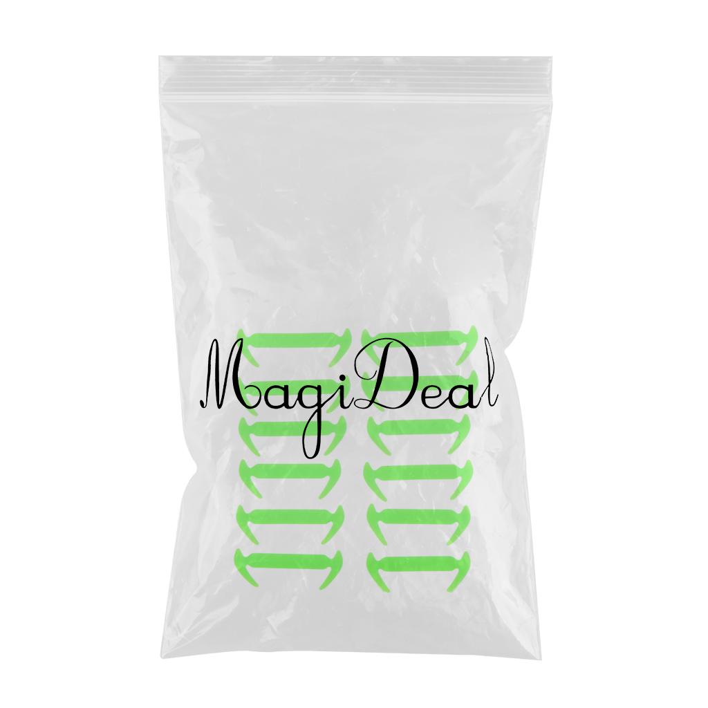 12Pcs/set Unisex No Tie Shoelaces Elastic Silicone Sneaker Laces Green