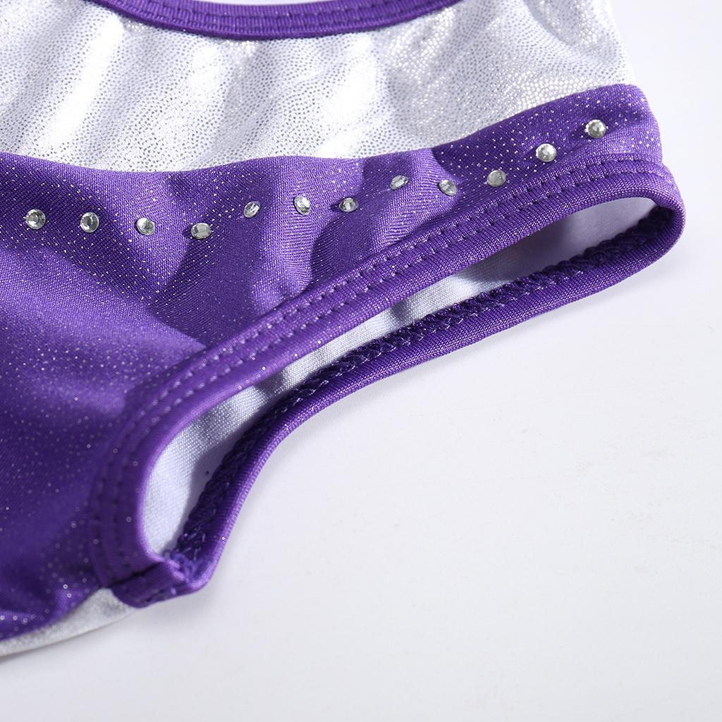 Girls Sleeveless Gymnastics Leotard Bodysuit Dancewear 6(5-6Y) Purple