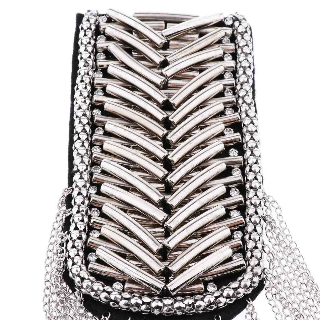 Blazer Shoulder Epaulets Tassel Chain Punk Metal Beads Epaulettes Fringe 01