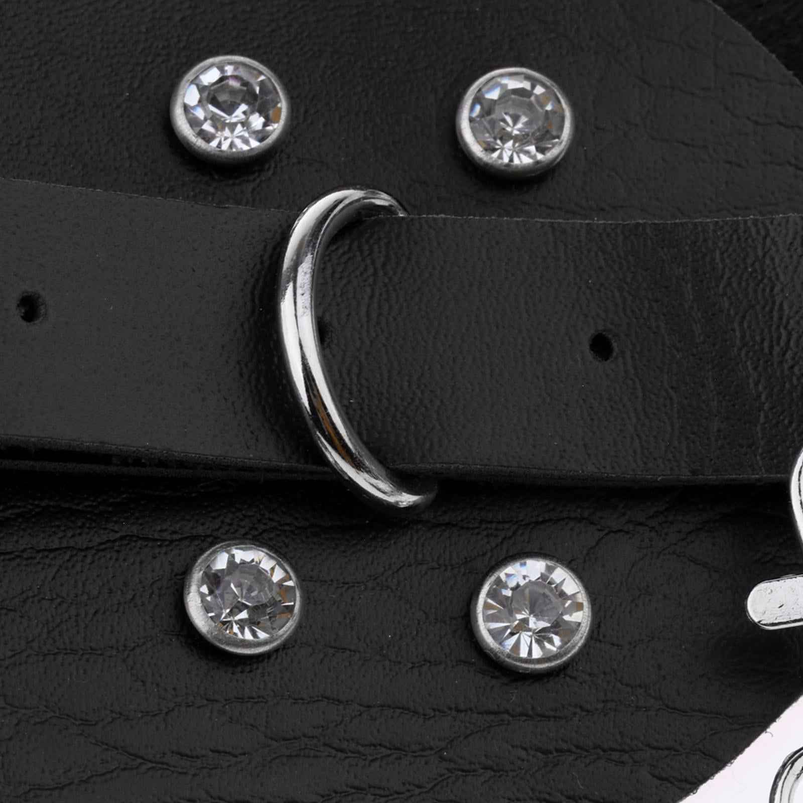 Women's Punk Waist Belt Leather Harness Adjustable Wide Waistband Black
