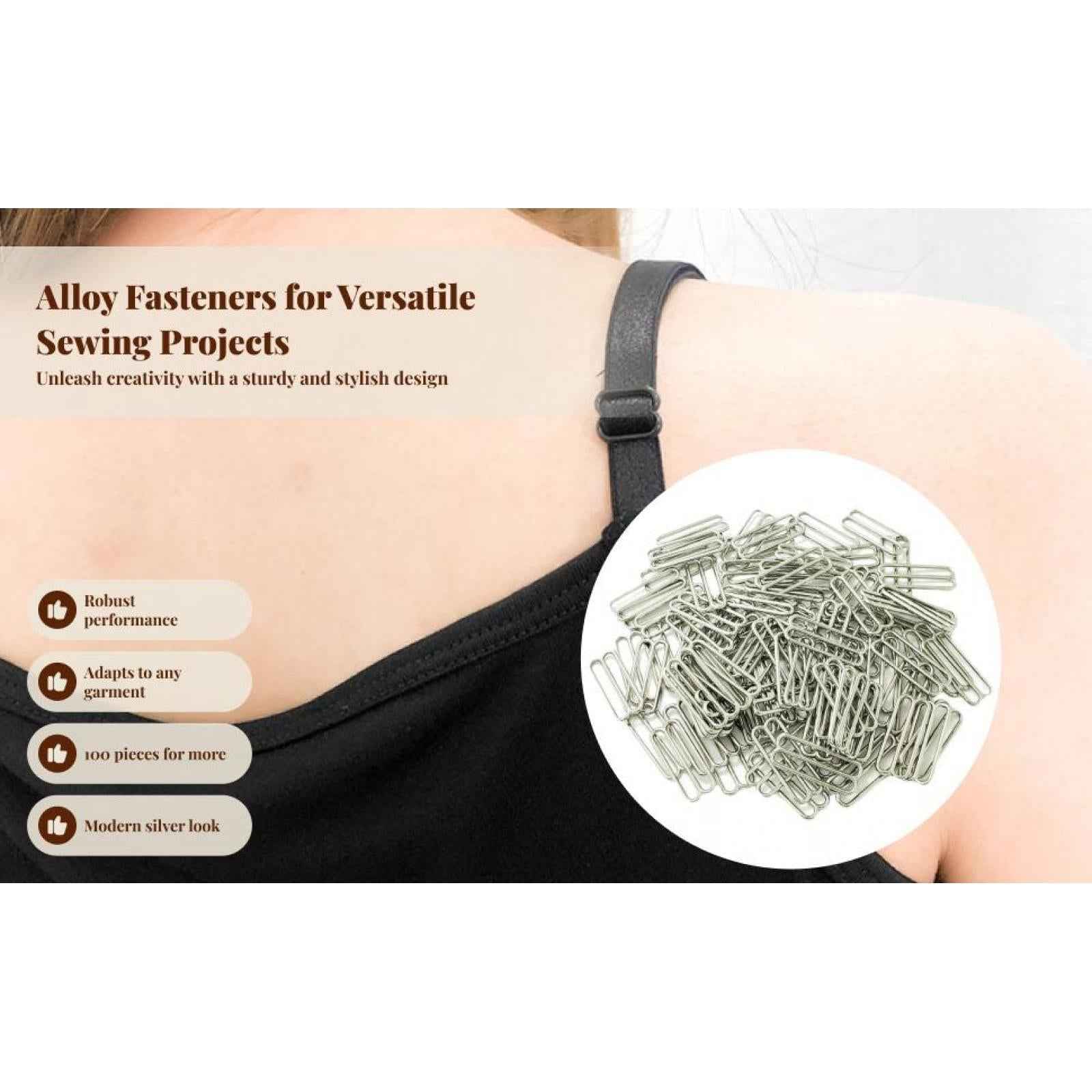 100 Pieces Metal Bra Lingerie Strap Sewing Clip Hook 8 Shape 25mm