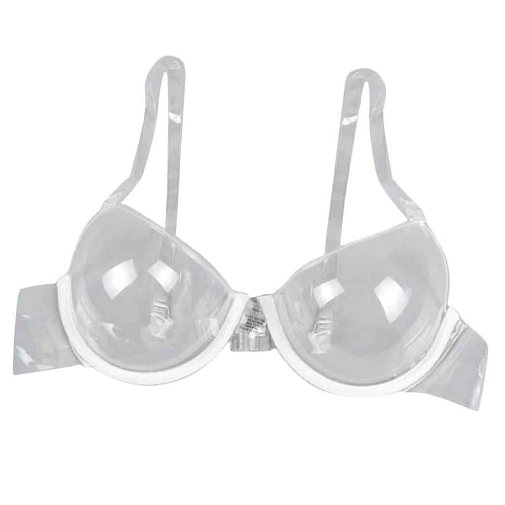 Clear Disposable Underwire Bra Women's Full Cup Push Up Bras Adjustable 34B