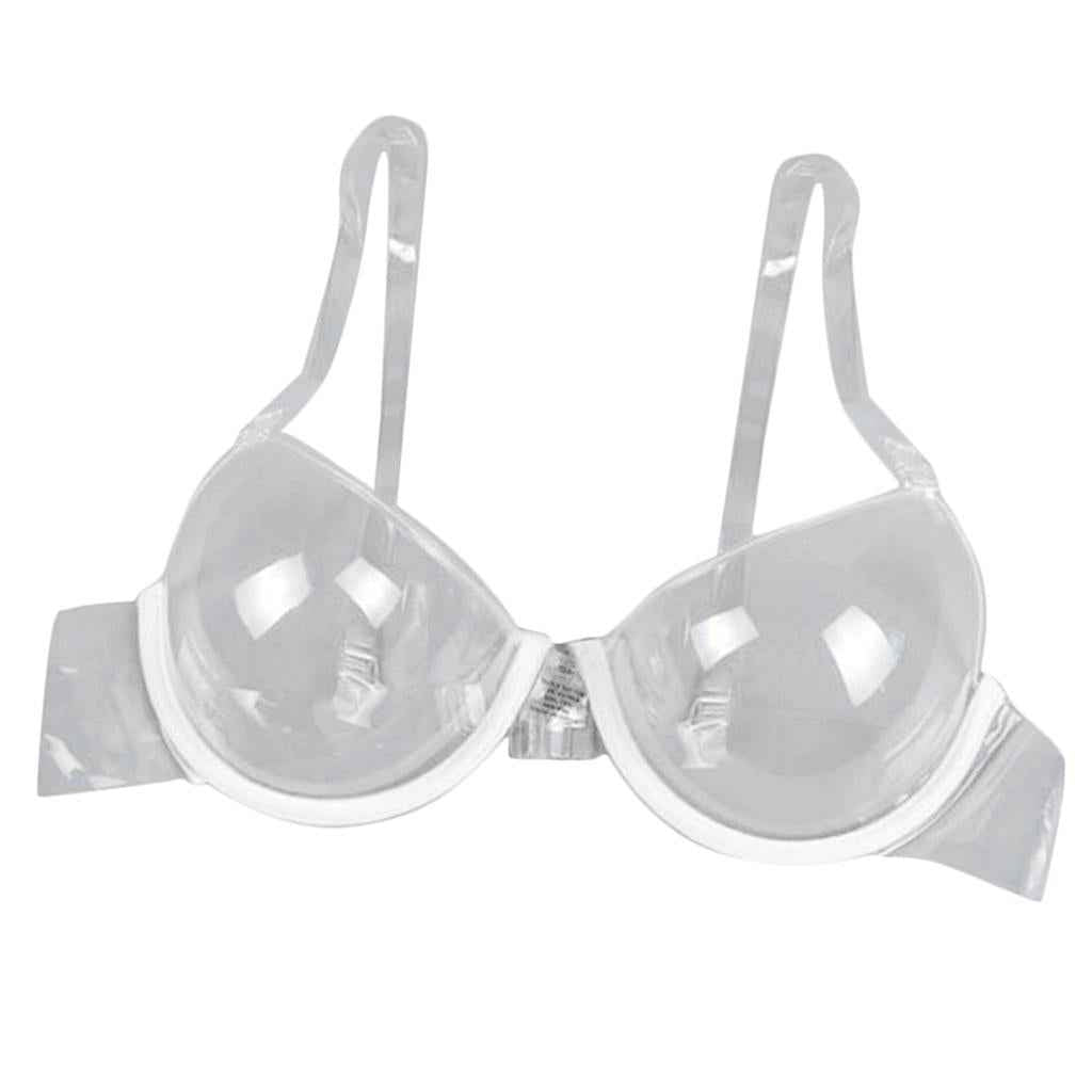 Clear Disposable Underwire Bra Women's Full Cup Push Up Bras Adjustable 34B