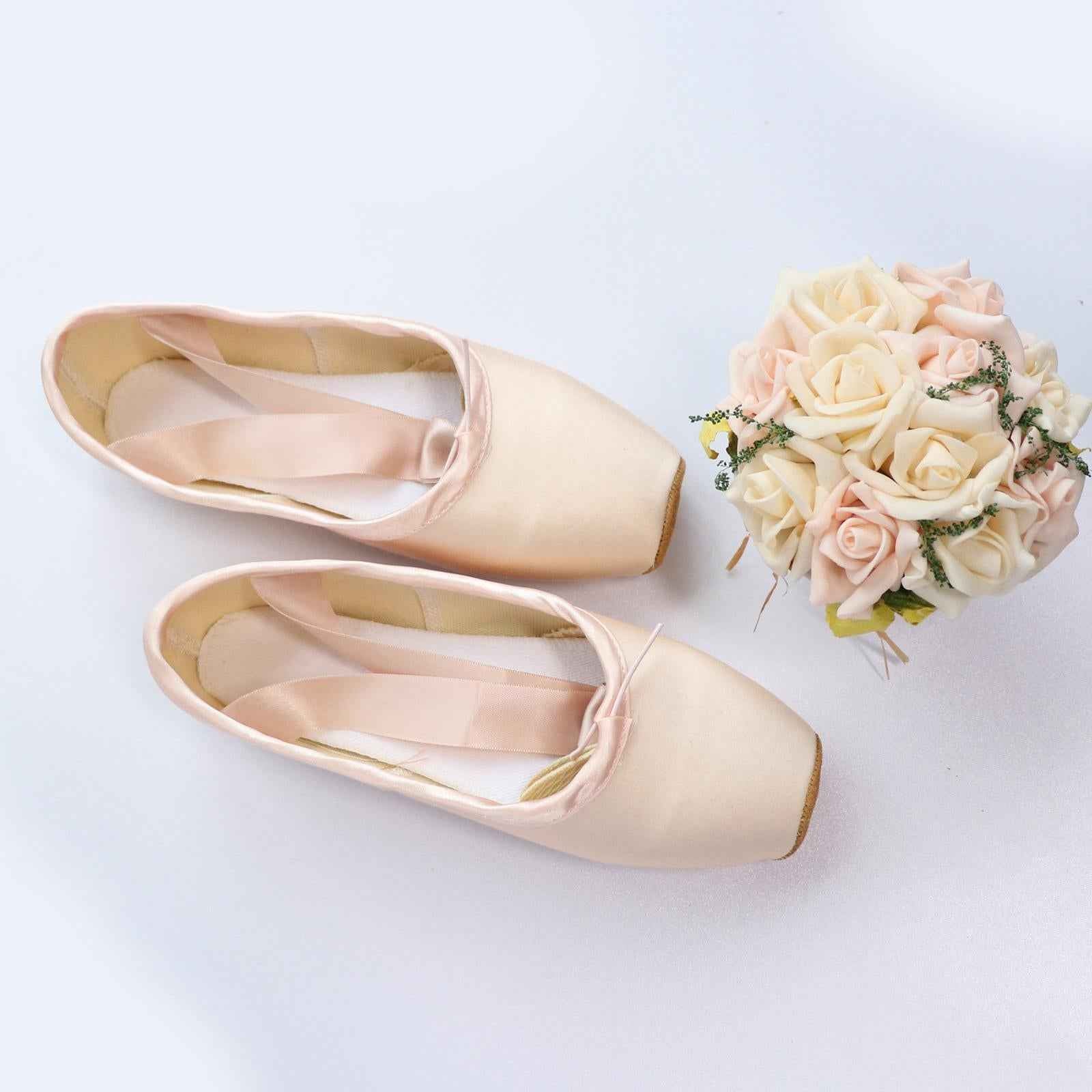 Women Girl Ballet Dance Shoes Satin Pointe Suede Sole Yoga Shoe Dancewear 40