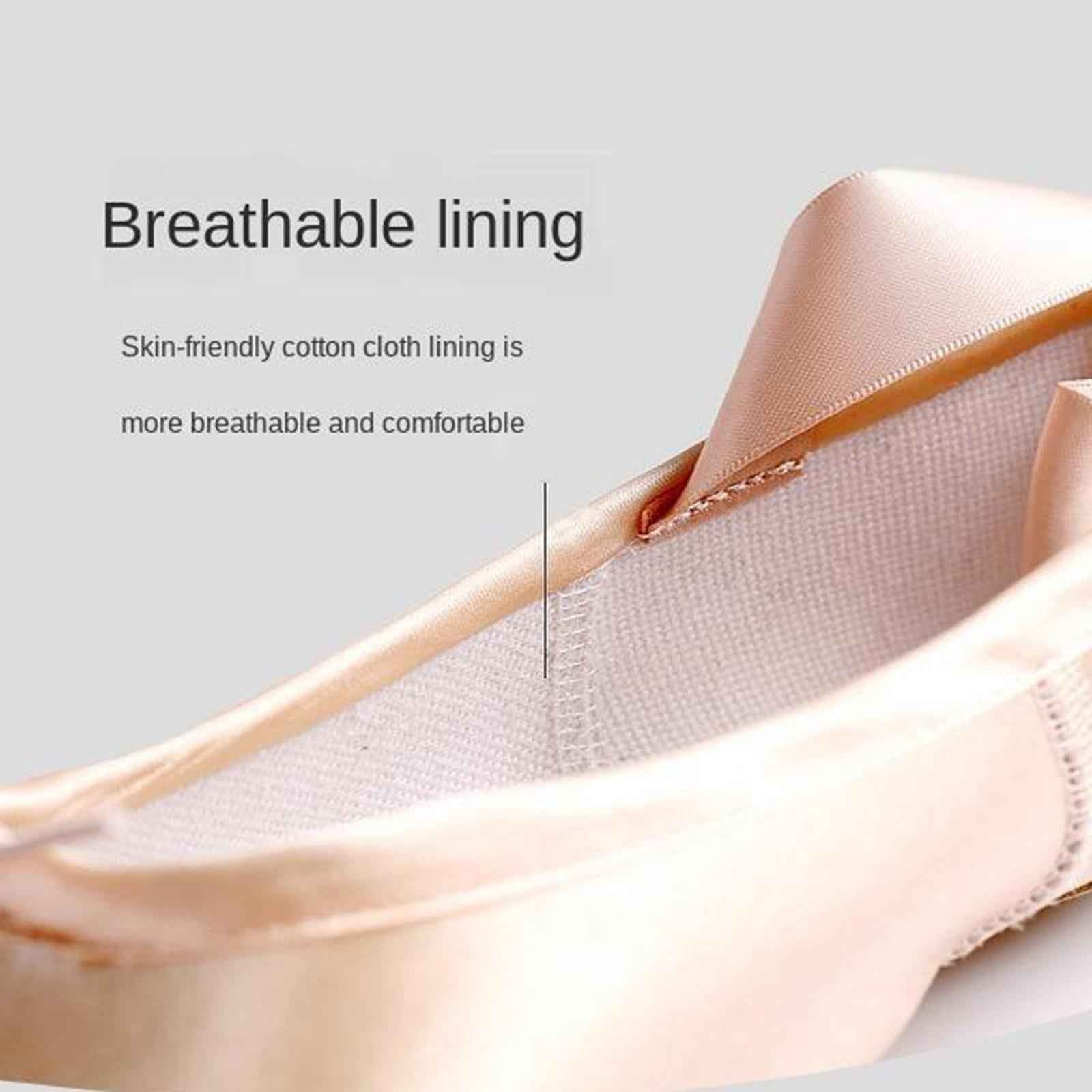 Women Girl Ballet Dance Shoes Satin Pointe Suede Sole Yoga Shoe Dancewear 40