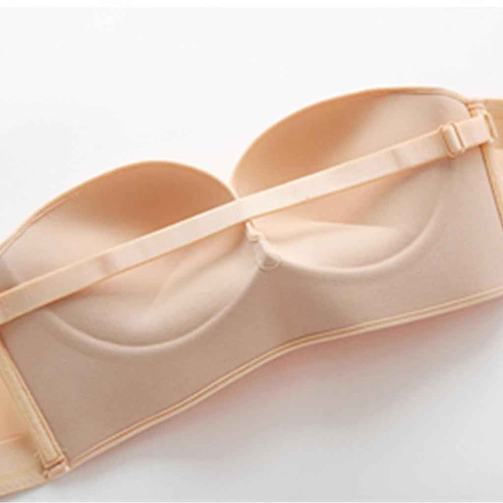 Womens Bra Strapless Lingerie Front Closure Brassiere Skin Color 36AB