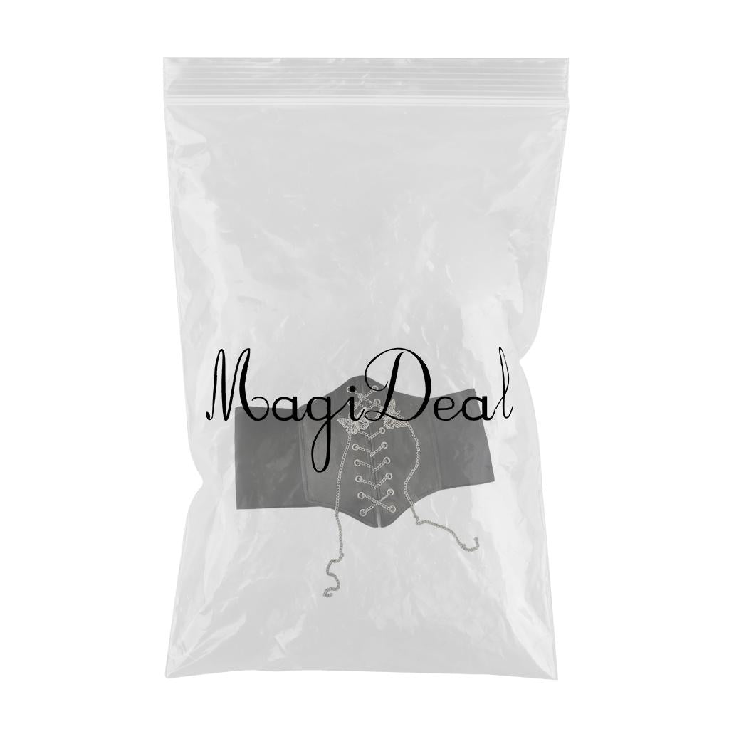 Corset Belt Women Fashion Elastic High Waist PU Leather Tape Cincher Girdle Black