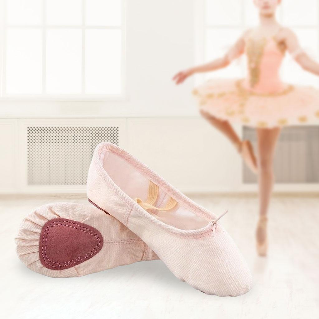 Ballet Shoes Fitness Flats Split Sole for Girls Training Light Pink 26