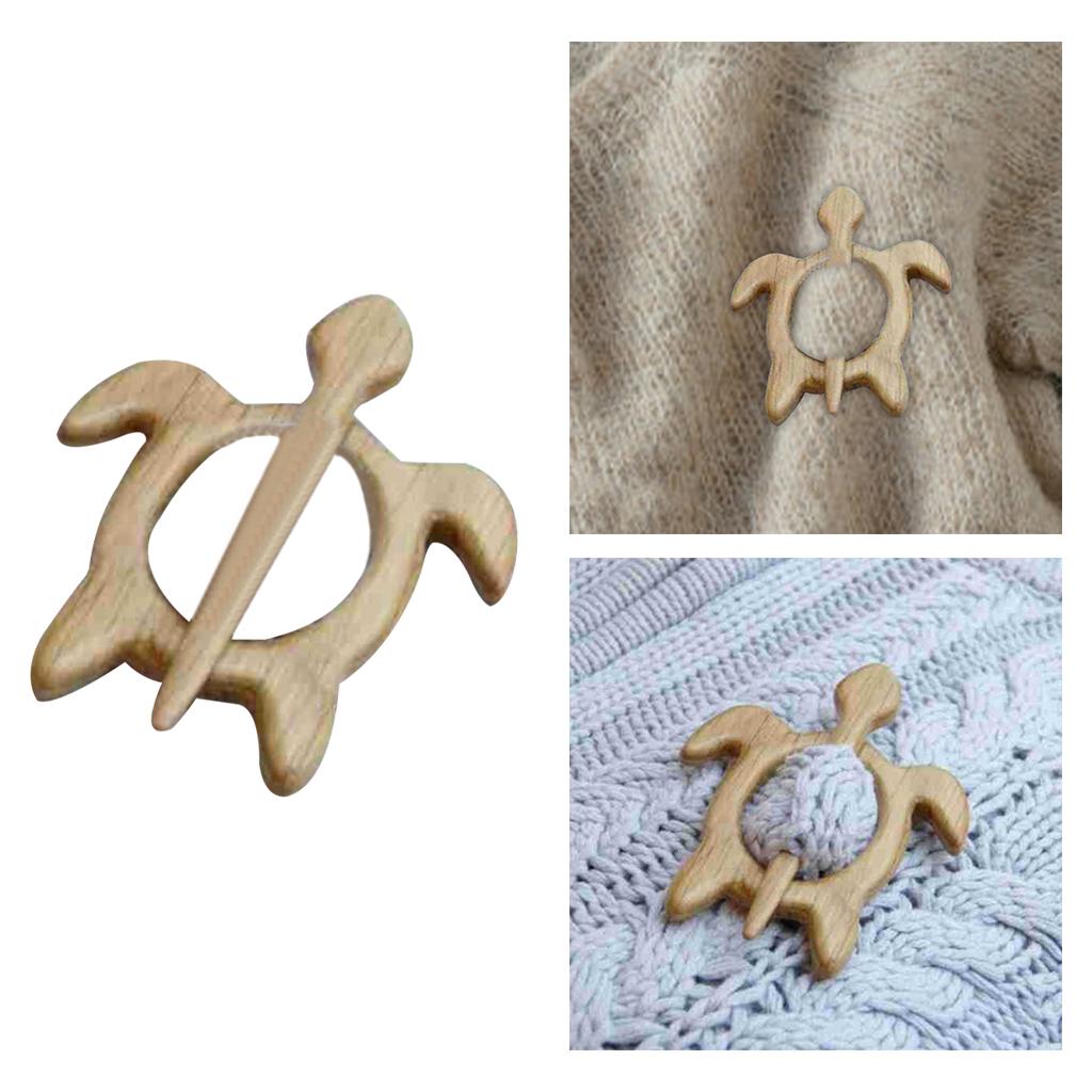 Brooch Pin With Wooden Animal Pattern Funny Cute Pin Scarf Buckle Turtle