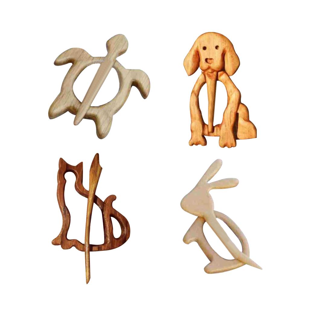 Brooch Pin With Wooden Animal Pattern Funny Cute Pin Scarf Buckle Turtle
