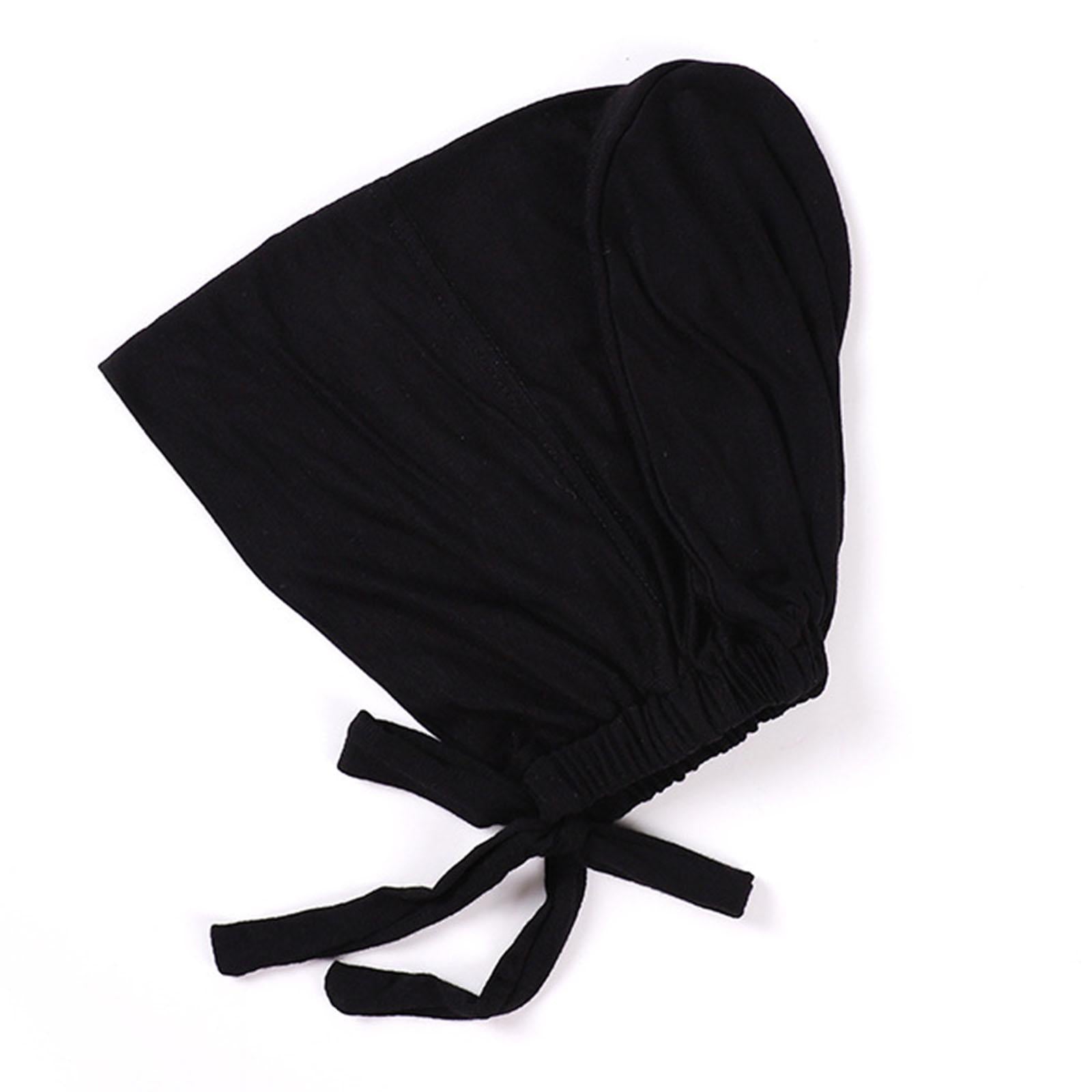 Chemo Cancer Head Scarf Muslim Caps Stretchy Headwrap Snood Hijab Caps Black