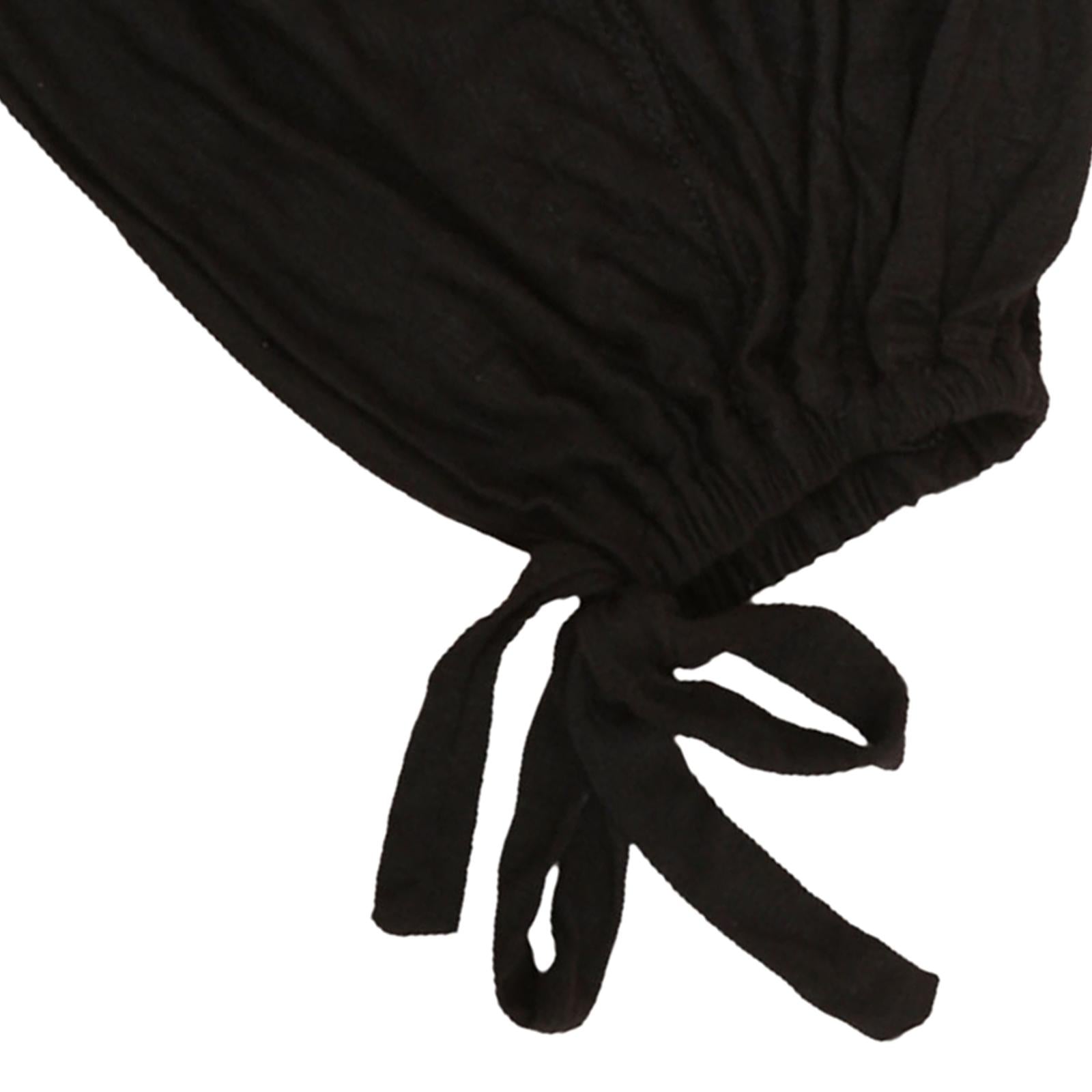Chemo Cancer Head Scarf Muslim Caps Stretchy Headwrap Snood Hijab Caps Black