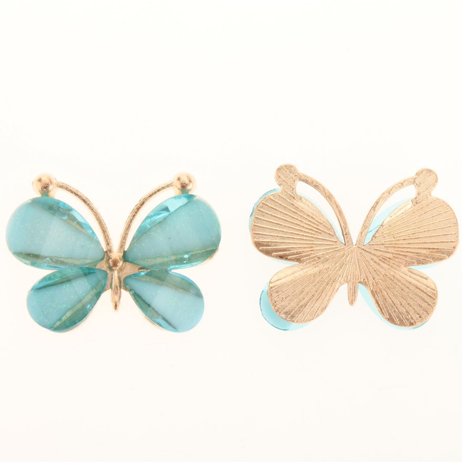 10Pcs Butterfly Flatback Button Phonecover Scrapbook for Jewelry Decor blue