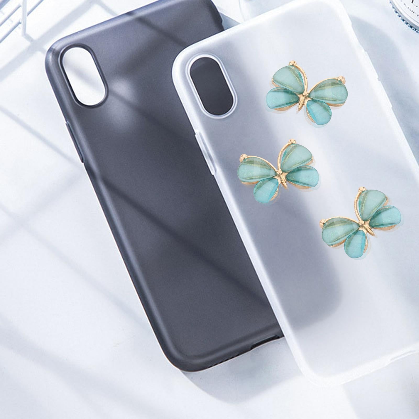 10Pcs Butterfly Flatback Button Phonecover Scrapbook for Jewelry Decor blue