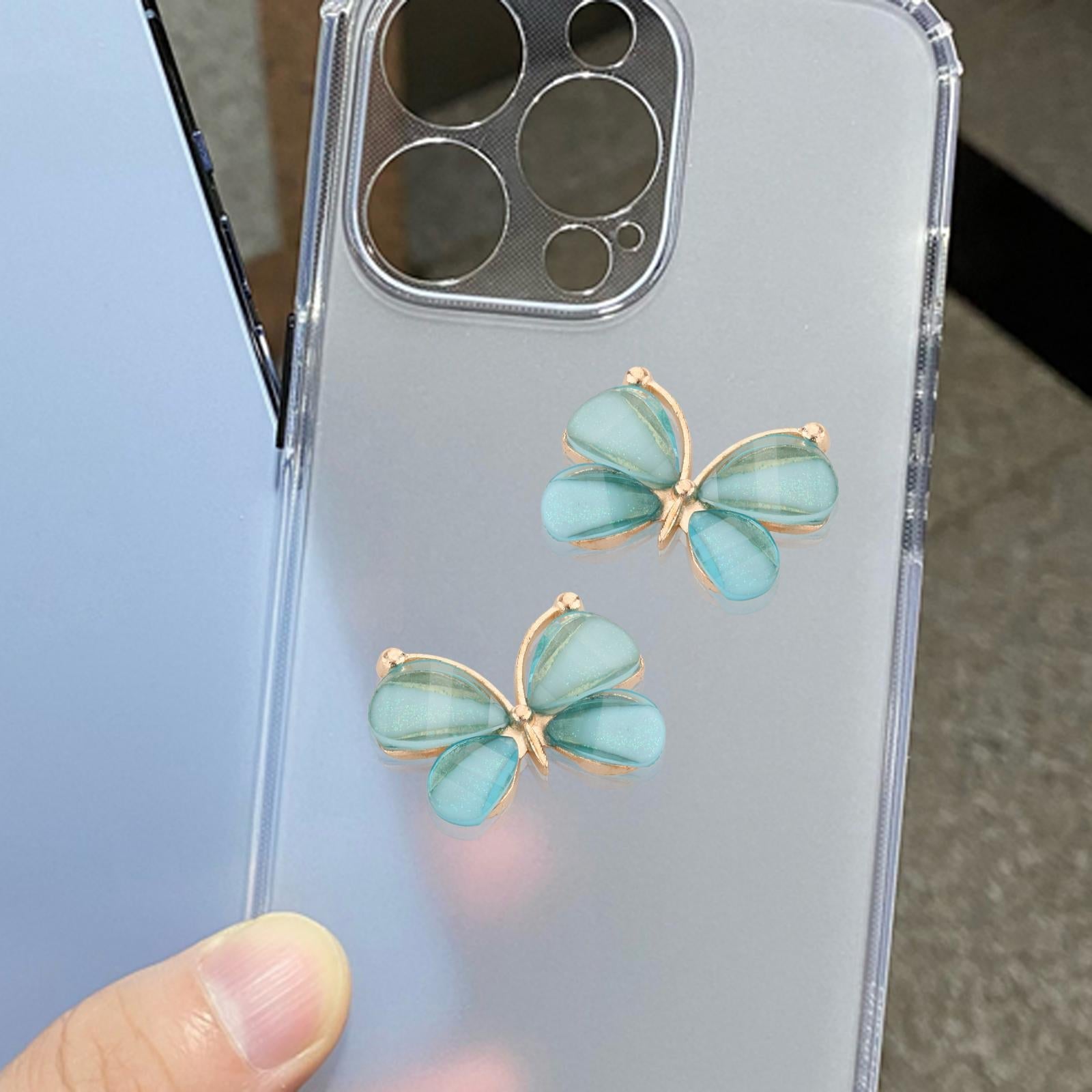 10Pcs Butterfly Flatback Button Phonecover Scrapbook for Jewelry Decor blue