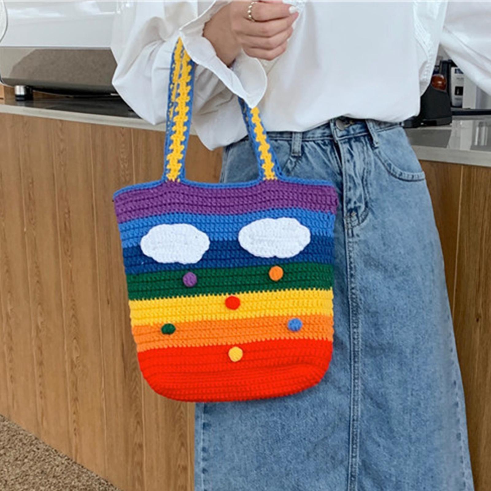 Chic Knitted Bag Shopping Bag Beach Vacation Hobo Bag Tote Handle