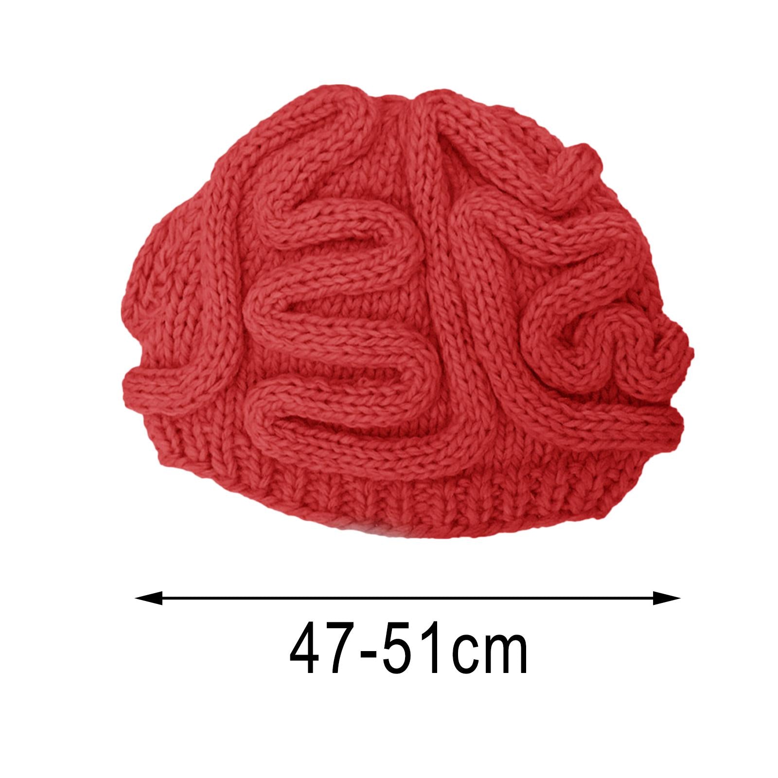 Crochet Knit Beanie Hat Adult Kid Horrible Brain Prop Red Kid