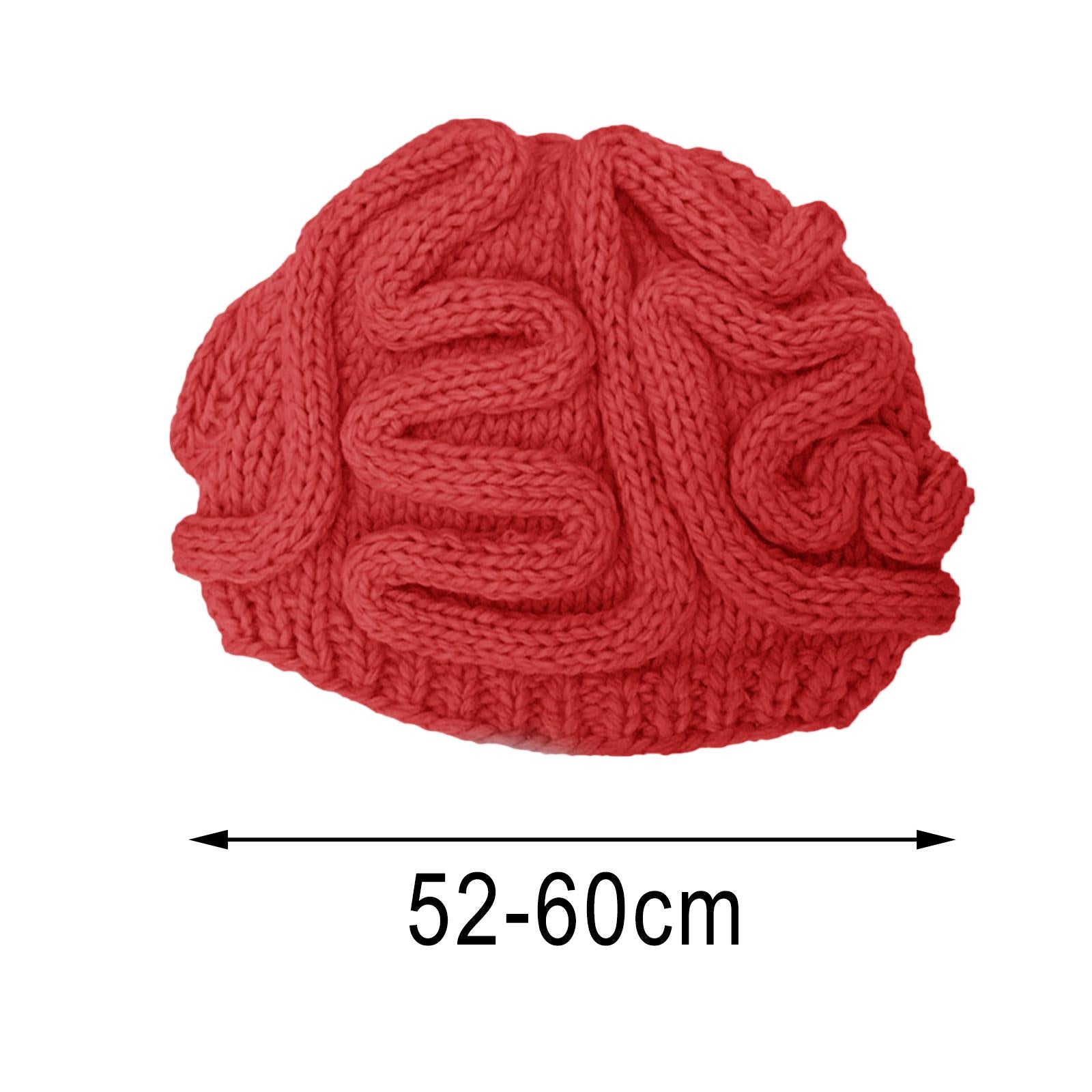 Crochet Knit Beanie Hat Adult Kid Horrible Brain Prop Red Adult