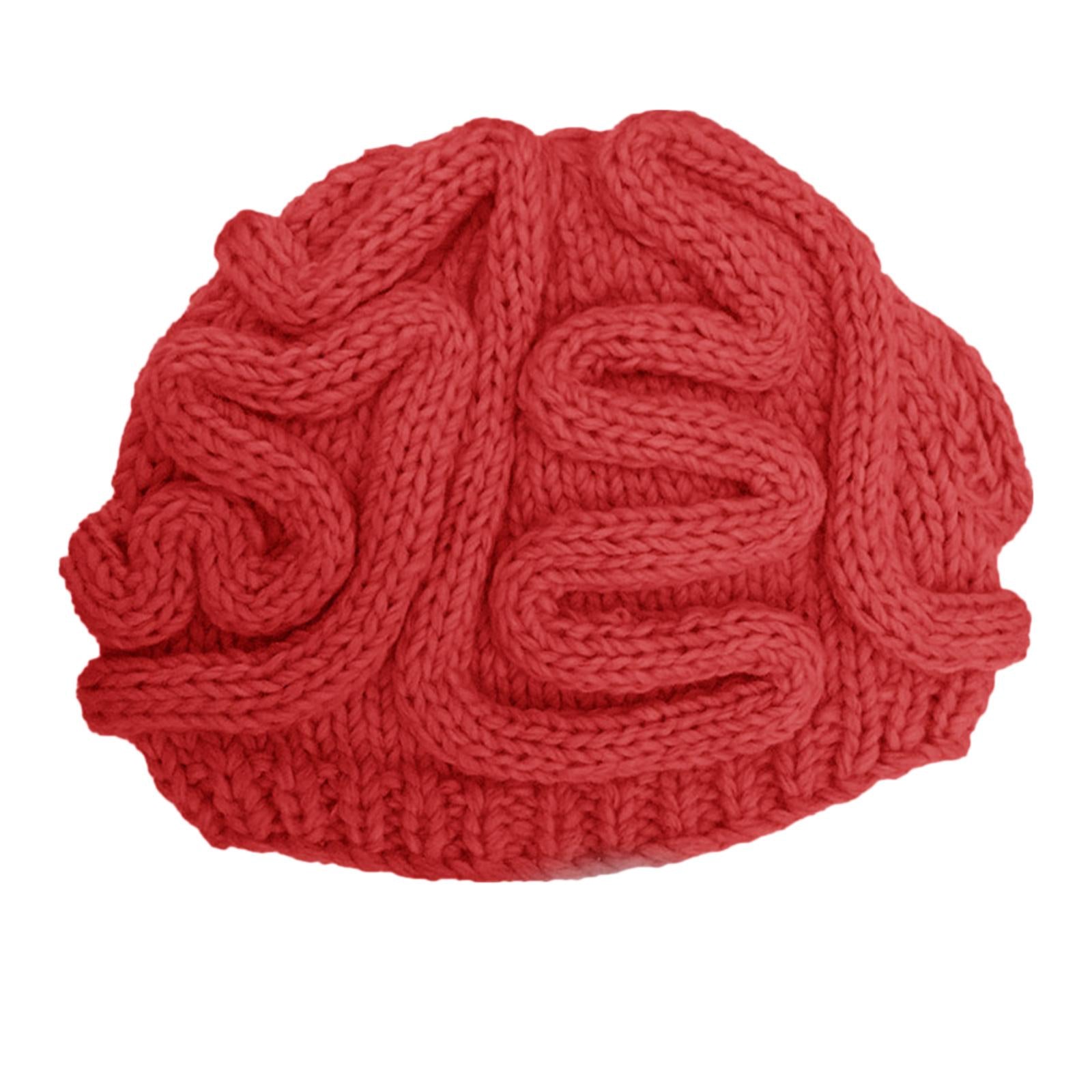 Crochet Knit Beanie Hat Adult Kid Horrible Brain Prop Red Adult