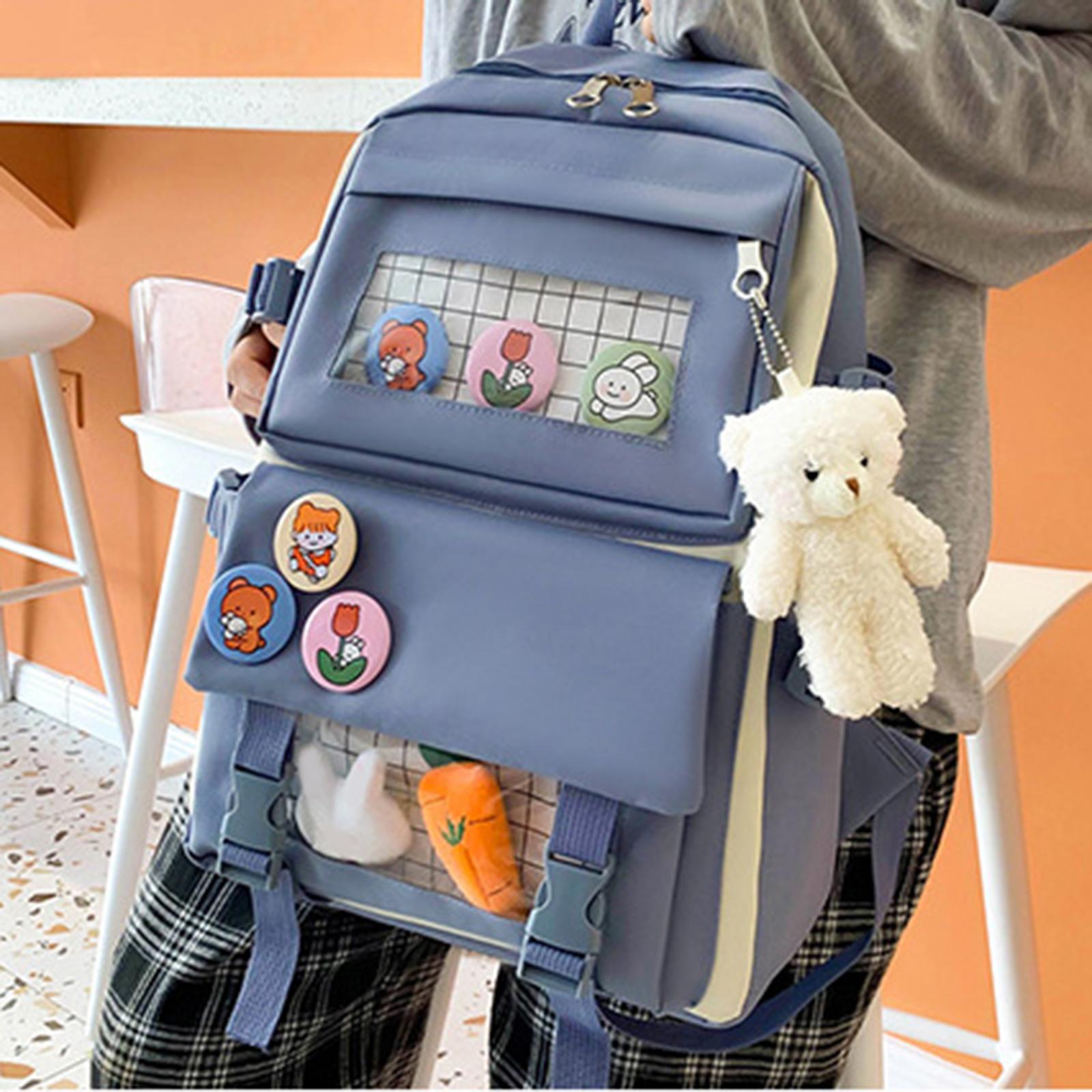 Backpack 4pcs Set Schoolbag Shoulder Bag Bookbags for Teen Student blue