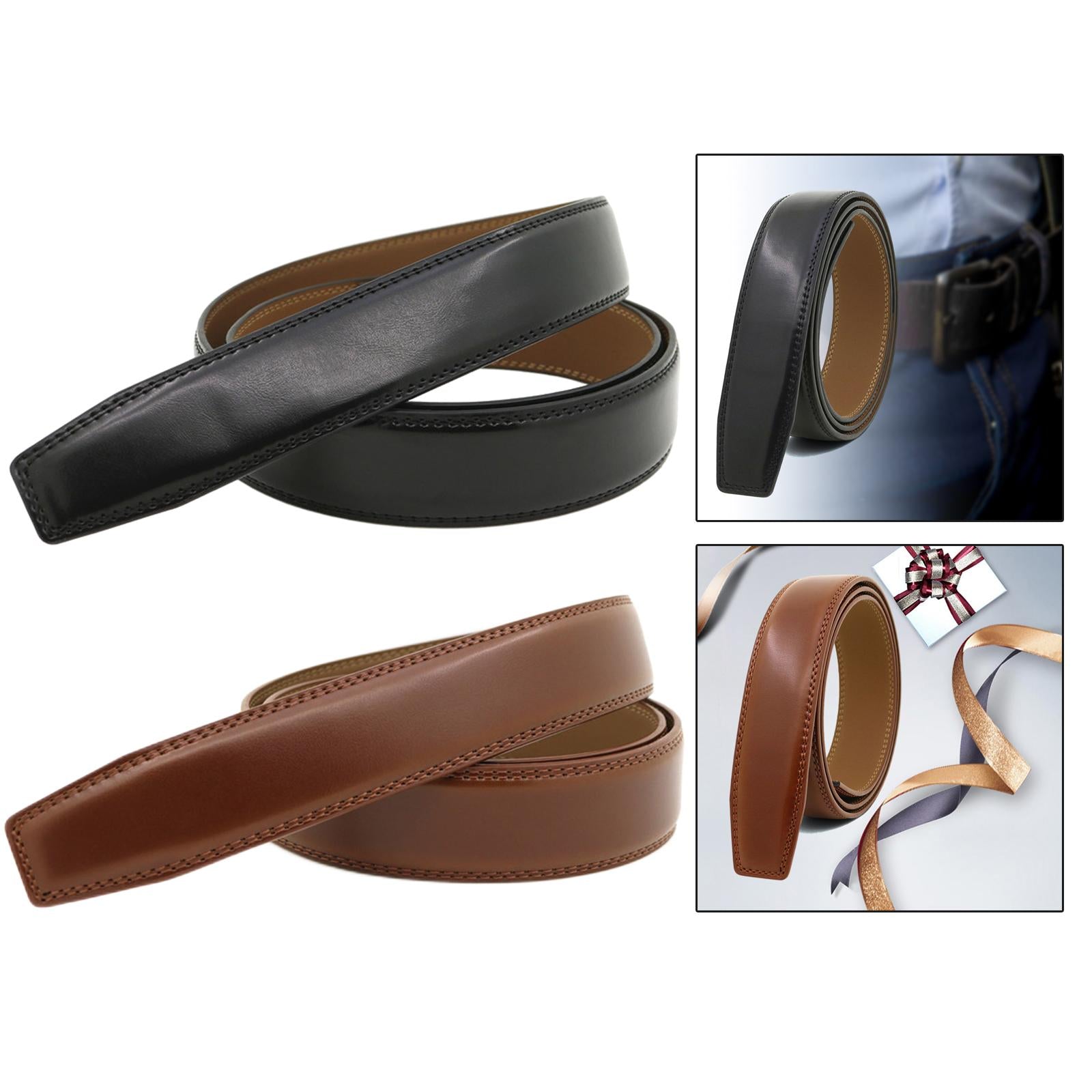120cm High Quality Leather Belt Strap Without Automatic Buckle for Men Black