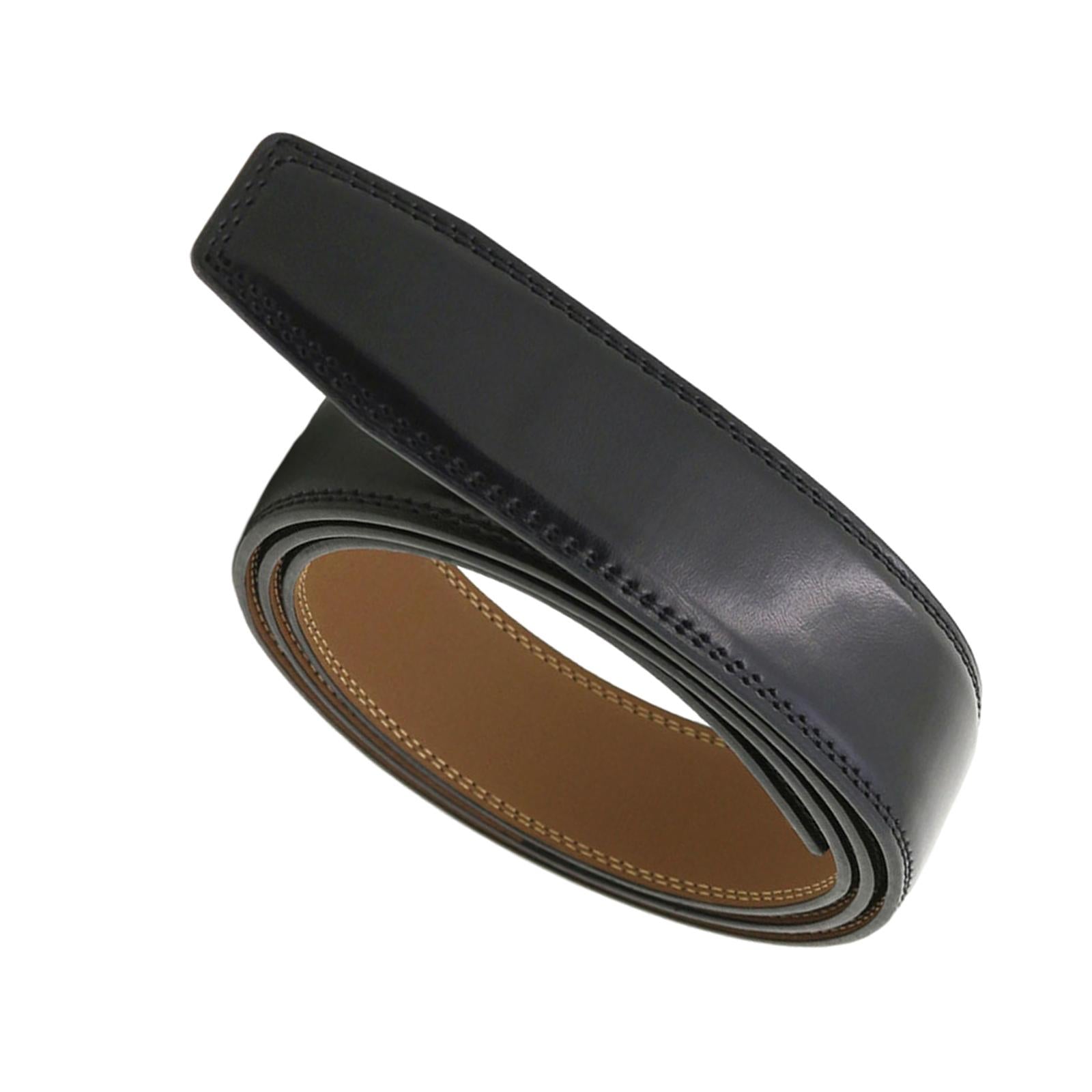 120cm High Quality Leather Belt Strap Without Automatic Buckle for Men Black