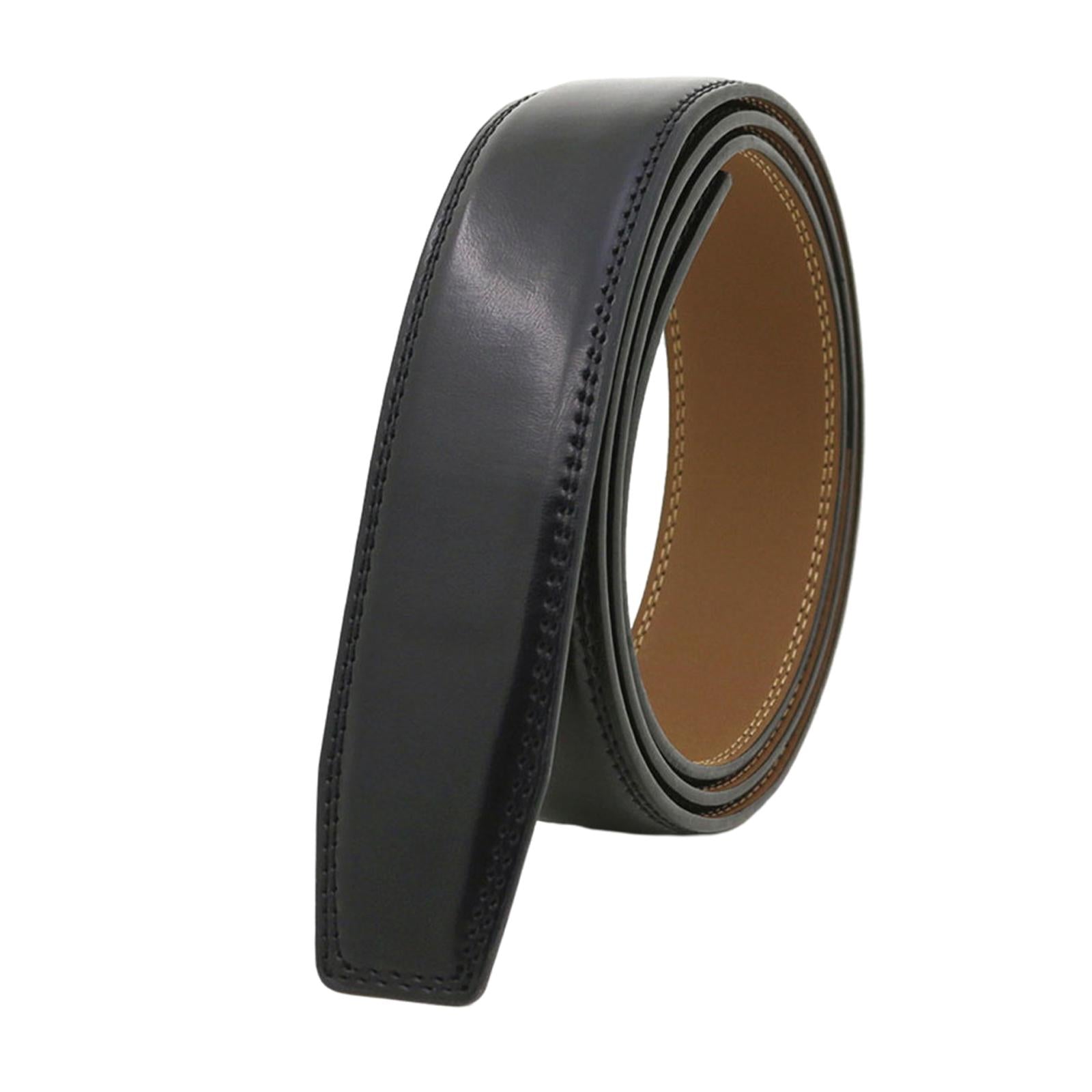 120cm High Quality Leather Belt Strap Without Automatic Buckle for Men Black